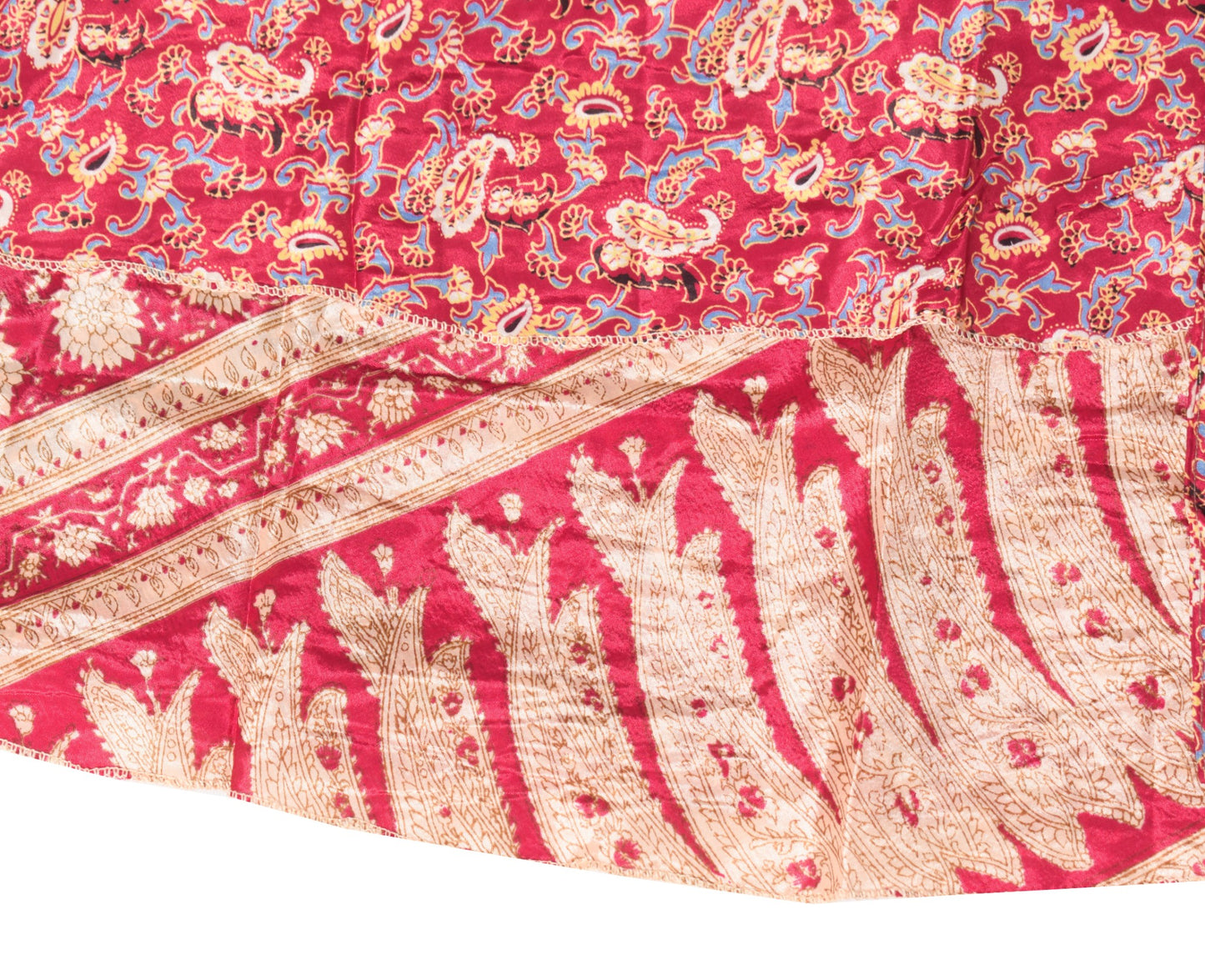 Sushila Vintage Floral Pink Silk Saree Magic Wrap Reversible Skirt Beach Dress