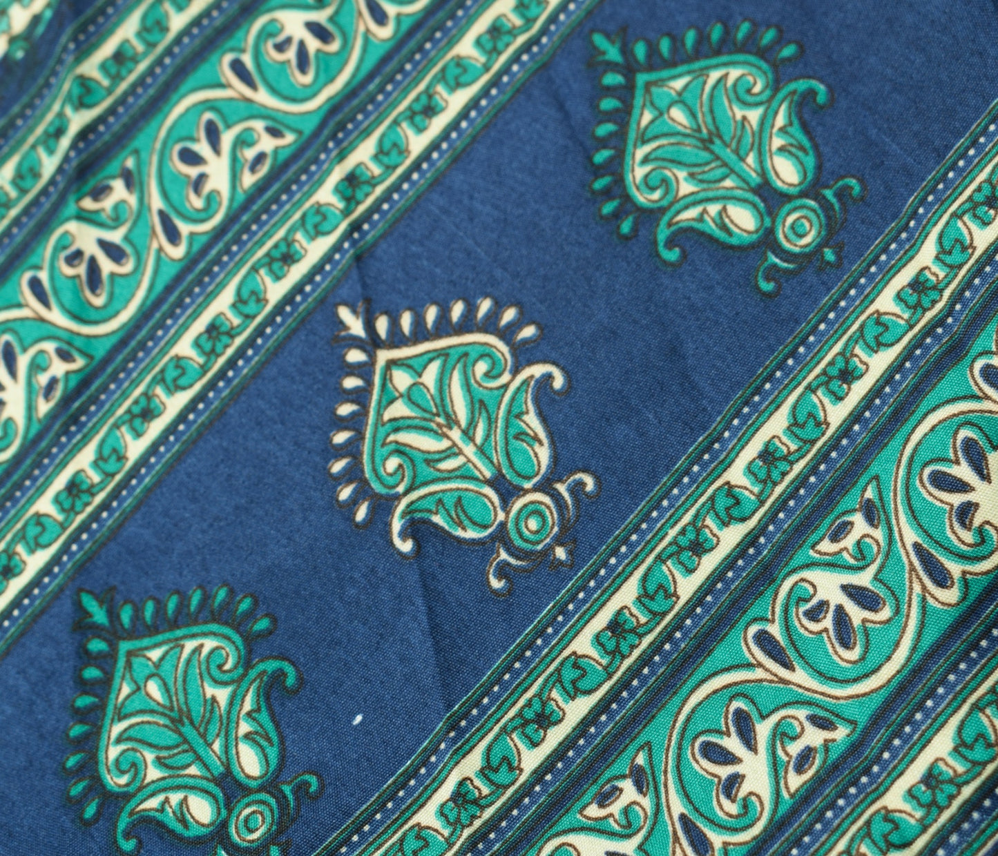 Sushila Vintage Art Silk Saree Magic Wrap Reversible Skirt Green & Blue Beach Dress