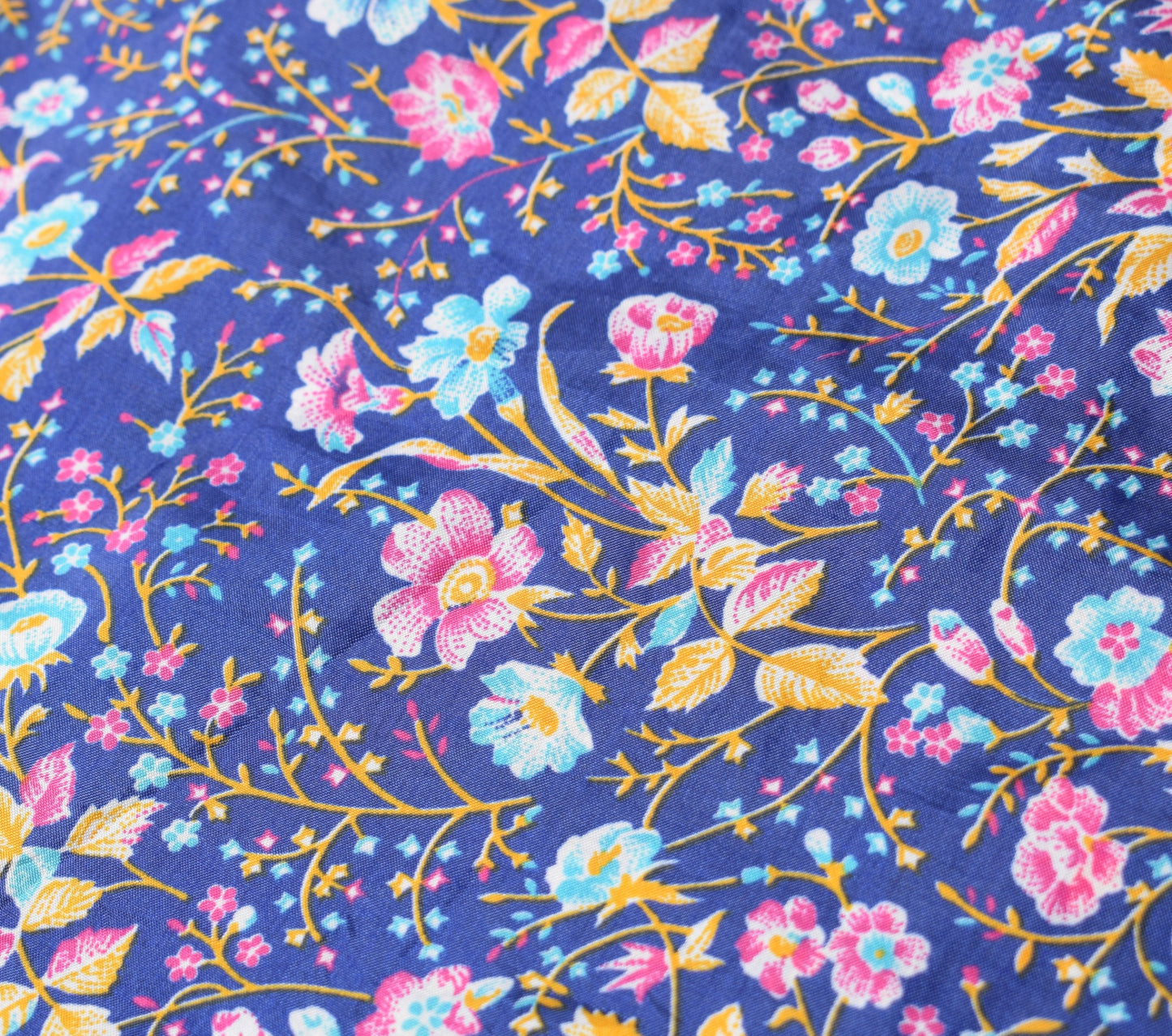 Sushila Vintage Silk Saree Magic Wrap Reversible Floral Blue Skirt Beach Dress