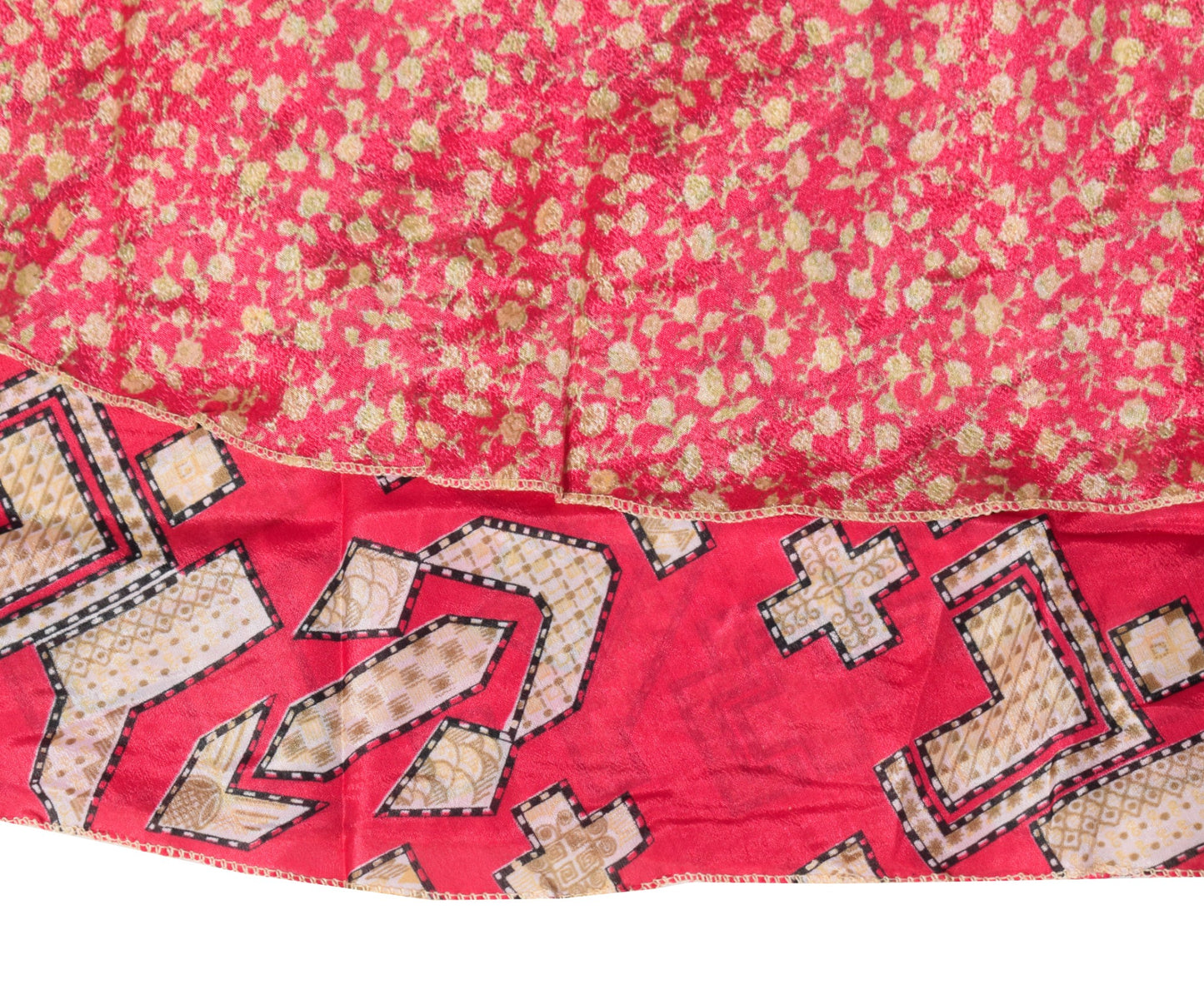 Sushila Vintage Silk Saree Magic Wrap Reversible Skirt Beach Dress Magenta Boho