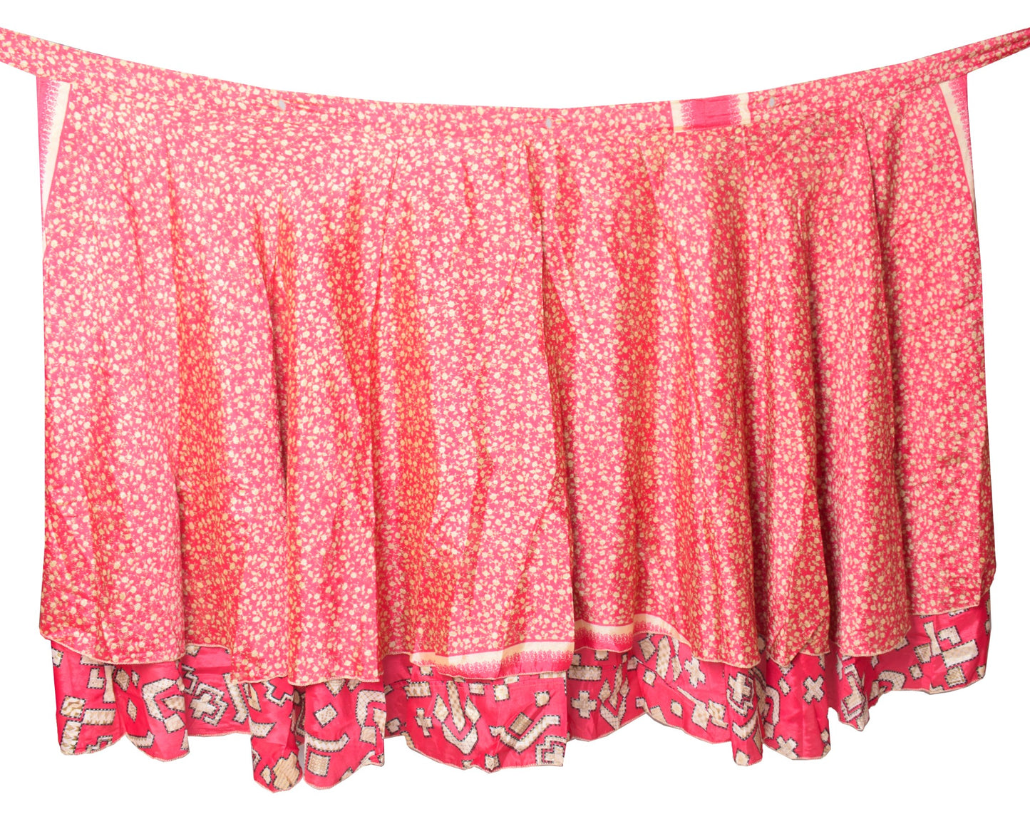 Sushila Vintage Silk Saree Magic Wrap Reversible Skirt Beach Dress Magenta Boho