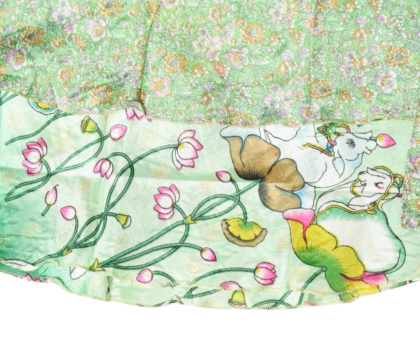 Sushila Vintage Cow Print Saree Magic Wrap Art Silk Reversible Skirt Beach Dress