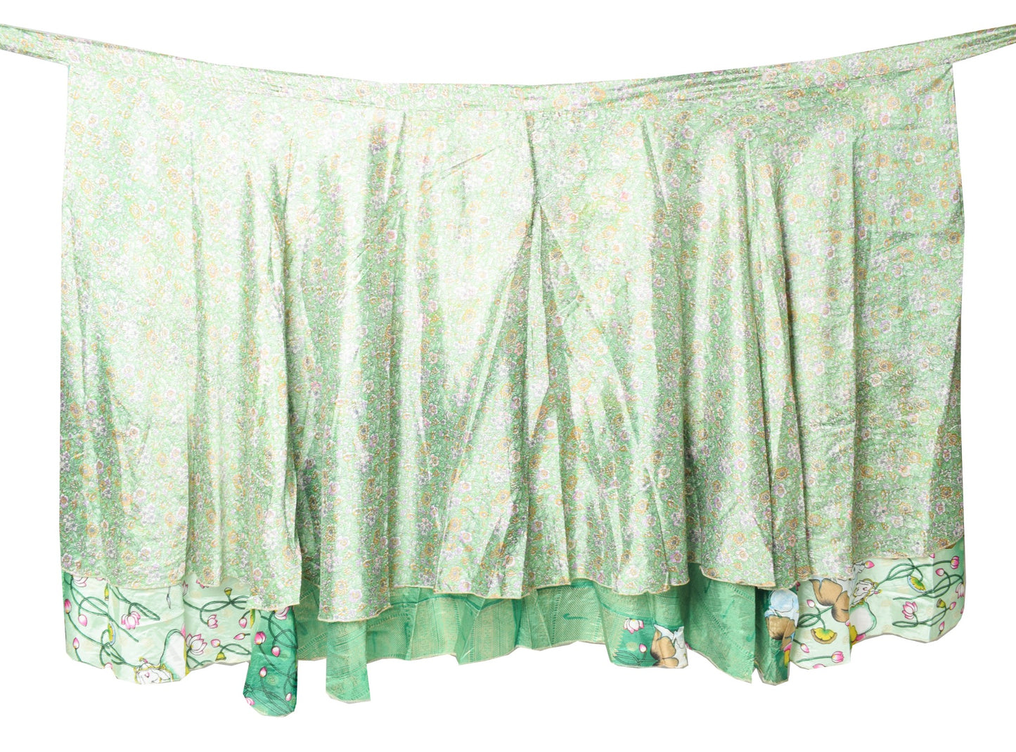 Sushila Vintage Cow Print Saree Magic Wrap Art Silk Reversible Skirt Beach Dress