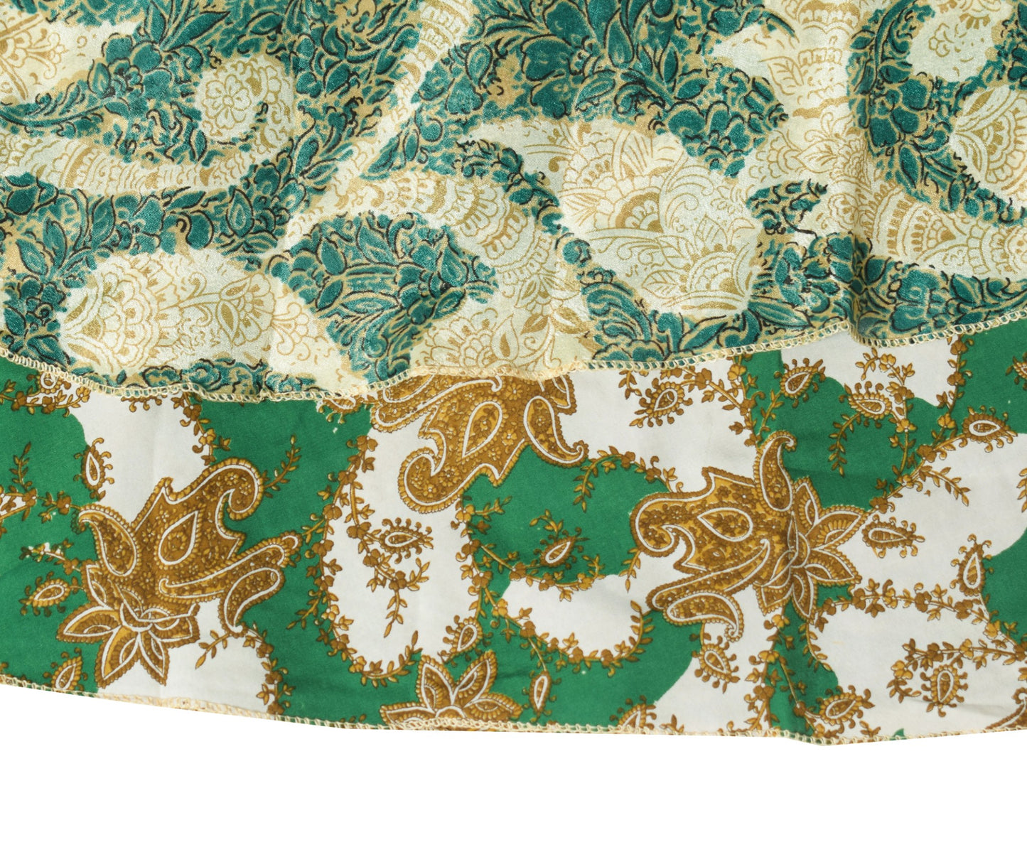 Sushila Vintage Magic Wrap Reversible Art Skirt Green Silk Saree Beach Dress