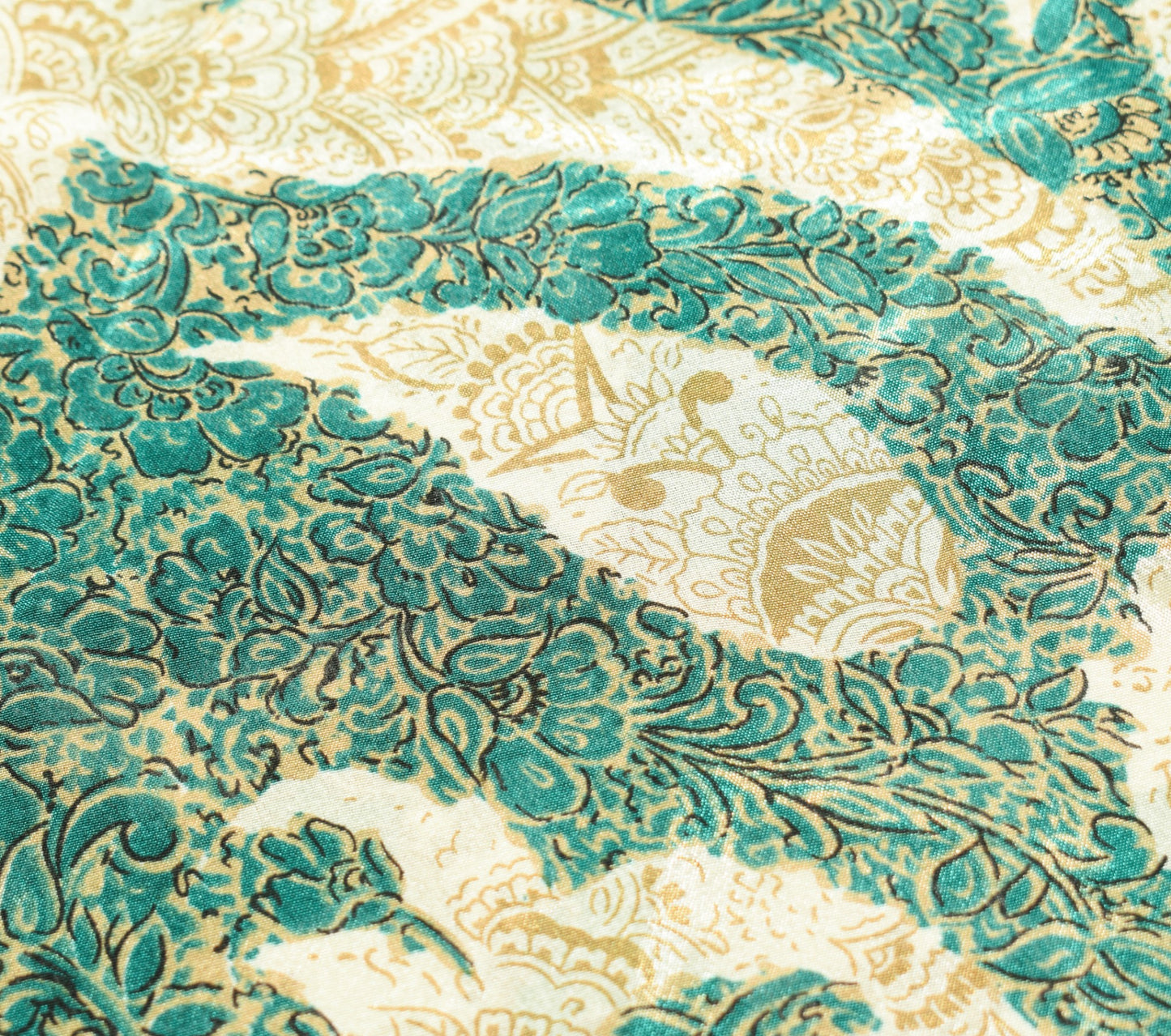Sushila Vintage Magic Wrap Reversible Art Skirt Green Silk Saree Beach Dress