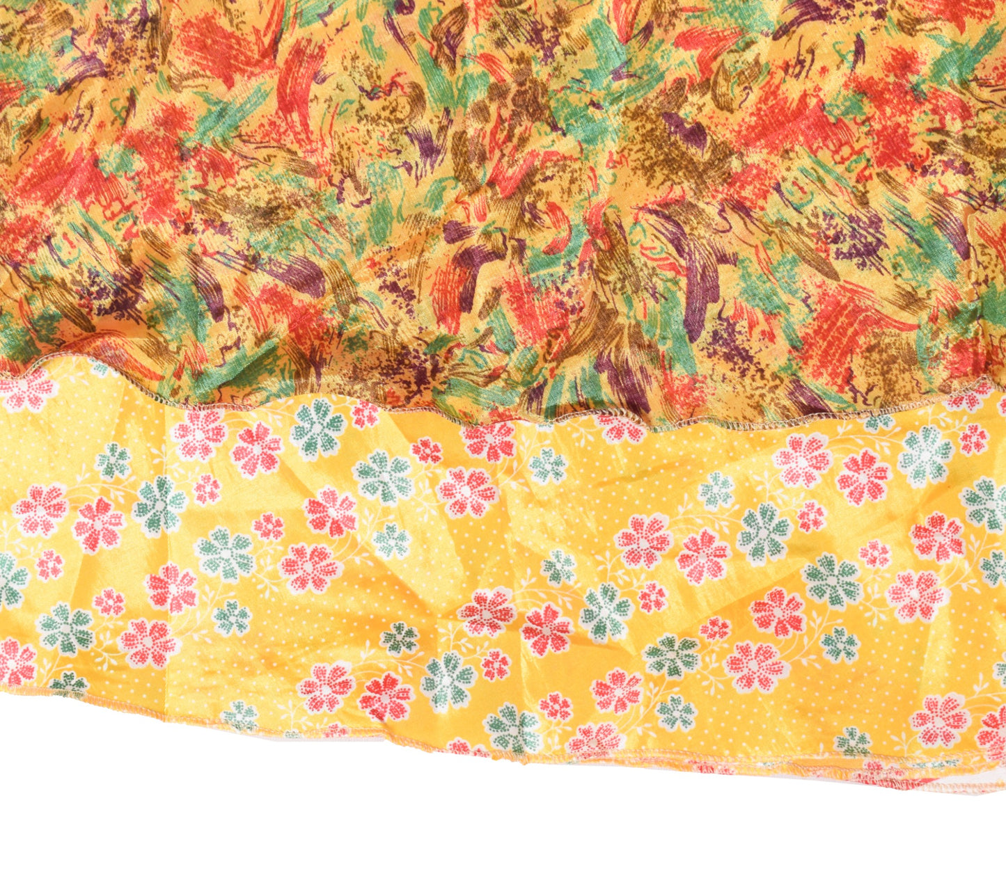 Sushila Vintage Yellow Art Silk Saree Magic Wrap Reversible Skirt Beach Dress
