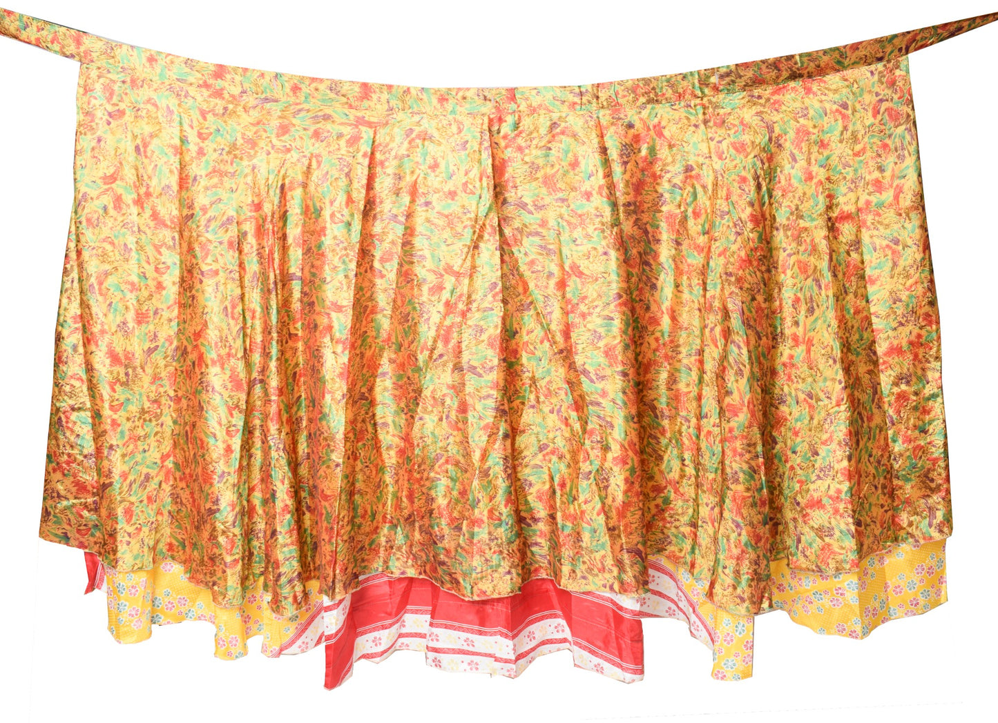 Sushila Vintage Yellow Art Silk Saree Magic Wrap Reversible Skirt Beach Dress