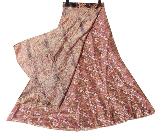 Sushila Vintage Silk Saree Multi-Color Magic Wrap Reversible Skirt Beach Dress