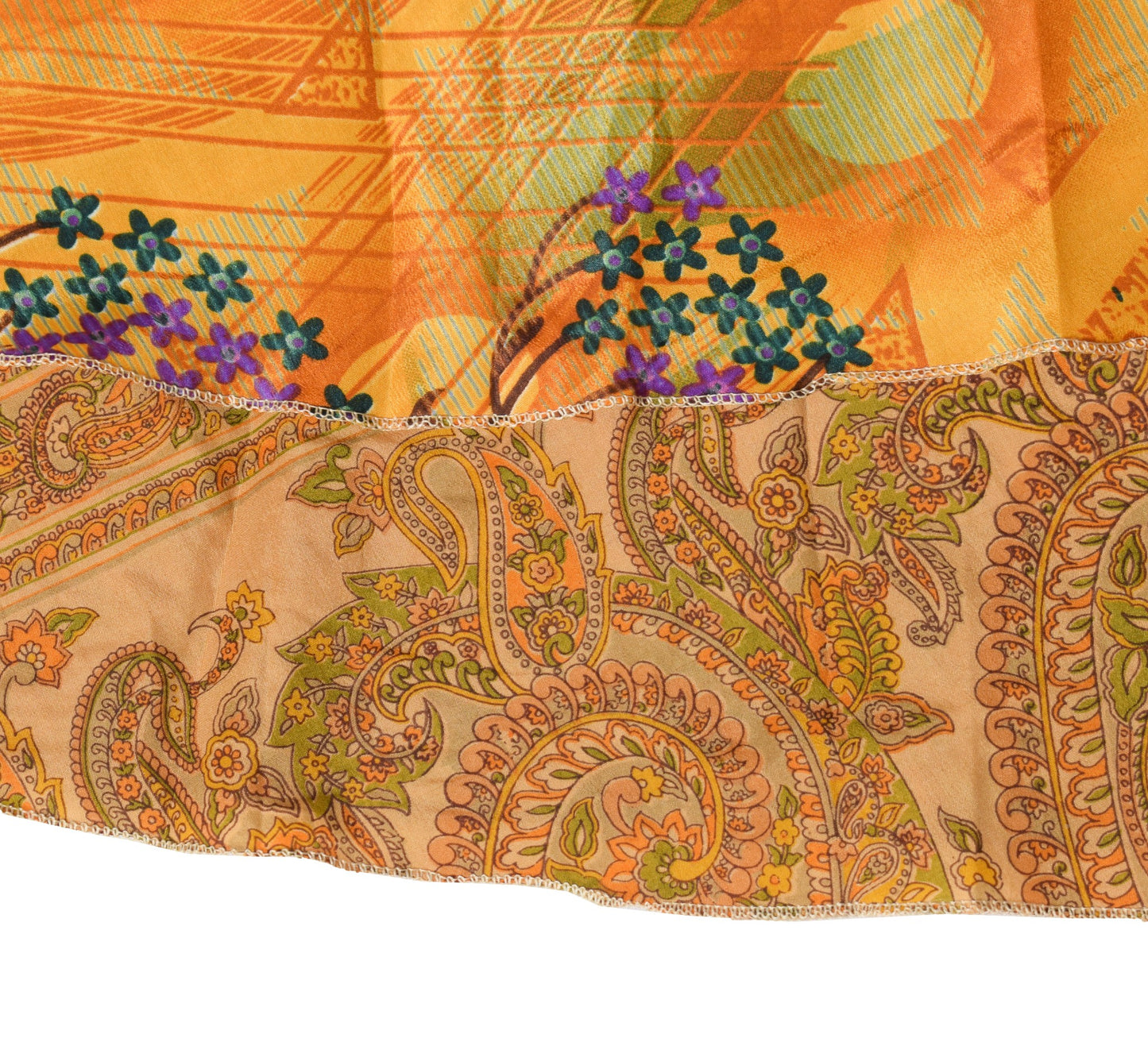 Sushila Vintage Magic Wrap Reversible Skirt Beach Dress Mustard Art Silk Saree Boho