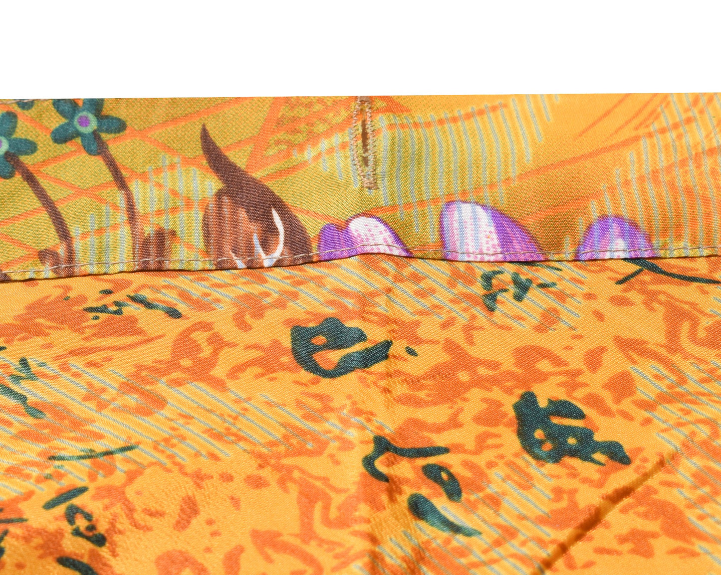 Sushila Vintage Magic Wrap Reversible Skirt Beach Dress Mustard Art Silk Saree Boho