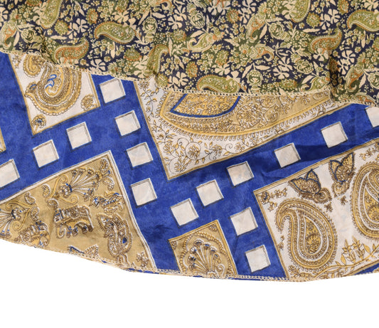 Sushila Vintage Saree Magic Wrap Reversible Skirt Cream Art Silk Beach Dress