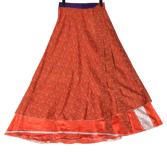 Sushila Vintage Silk Saree Magic Wrap Floral Reversible Skirt Beach Dress Boho