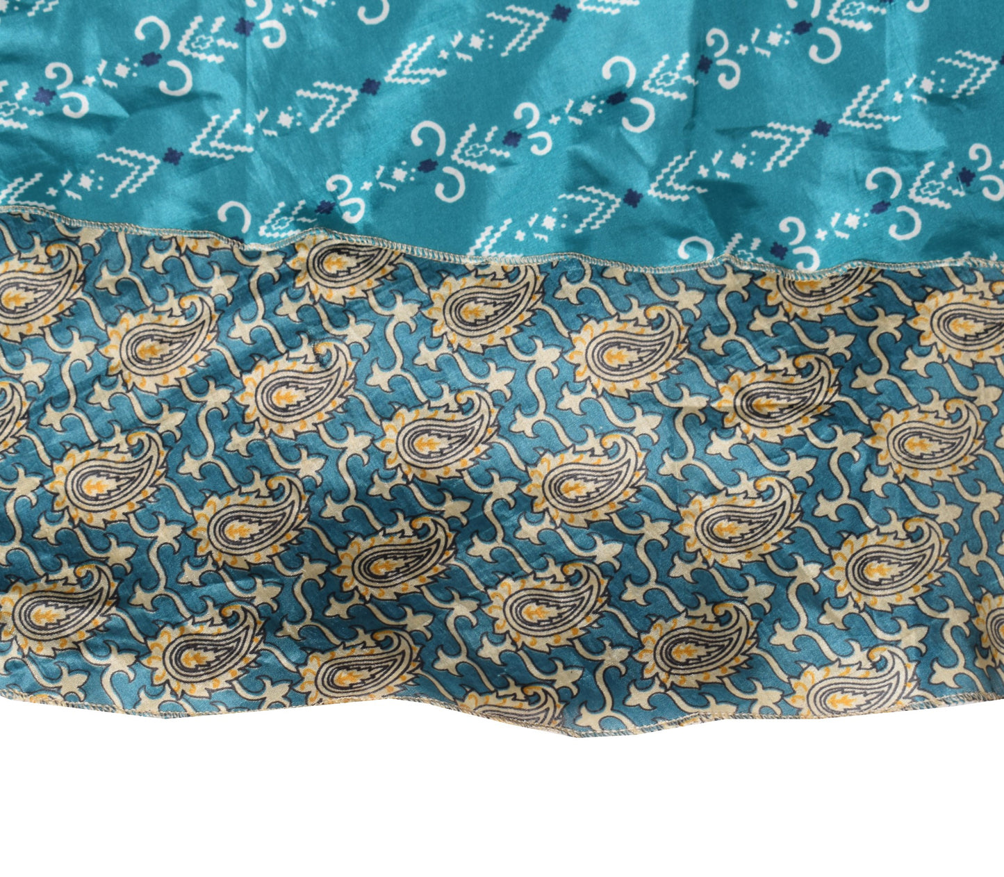 Sushila Vintage Teal Blue Silk Saree Magic Wrap Reversible Skirt Beach Dress