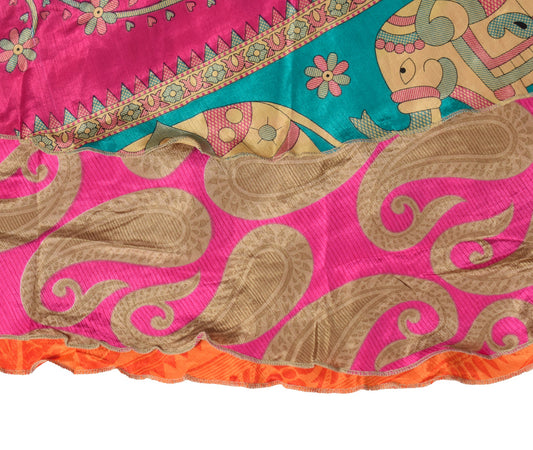 Sushila Vintage Multi-Color Silk Saree Magic Wrap Reversible Skirt Beach Dress