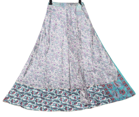 Sushila Vintage Floral Silk Saree Magic Wrap Reversible Skirt Beach Dress Boho