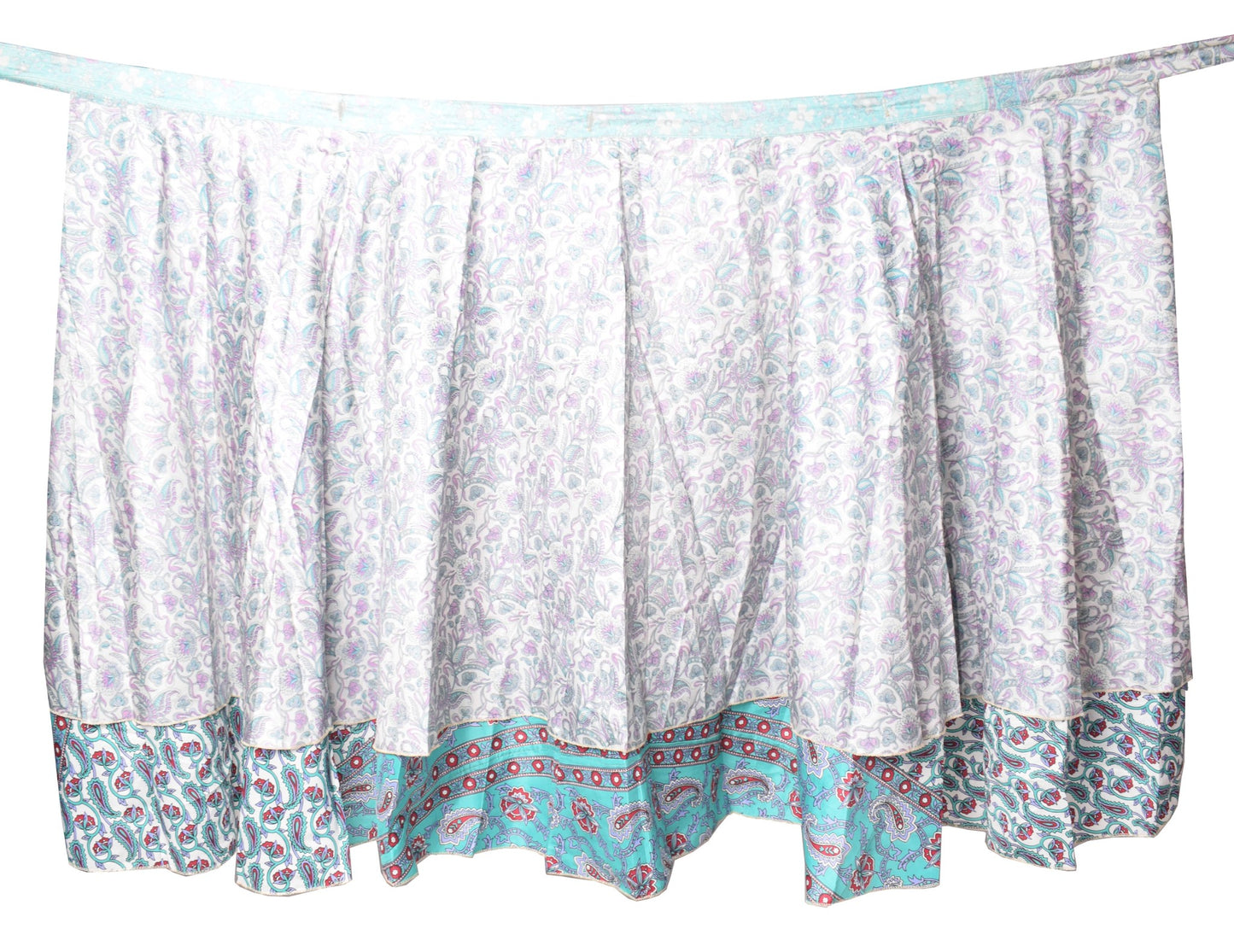 Sushila Vintage Floral Silk Saree Magic Wrap Reversible Skirt Beach Dress Boho