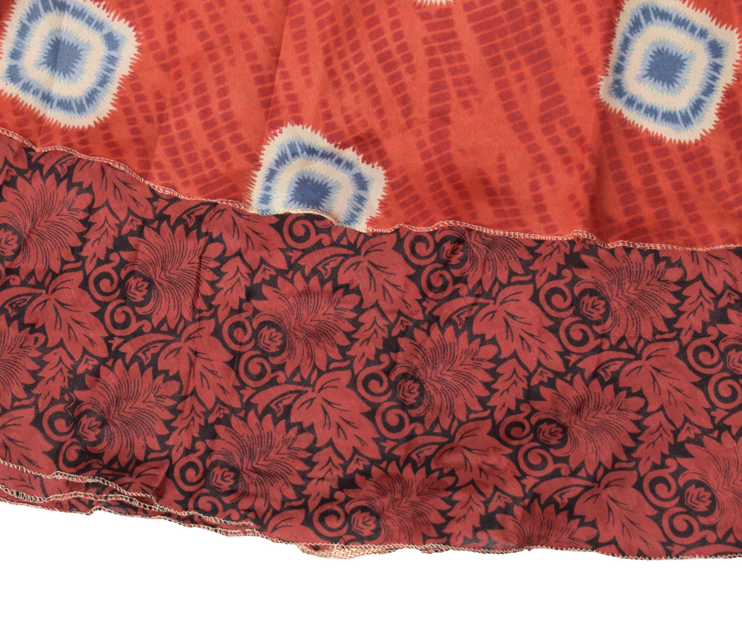 Sushila Vintage Art Silk Saree Magic Wrap Reversible Skirt Beach Dress Floral