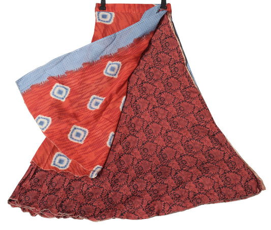 Sushila Vintage Art Silk Saree Magic Wrap Reversible Skirt Beach Dress Floral