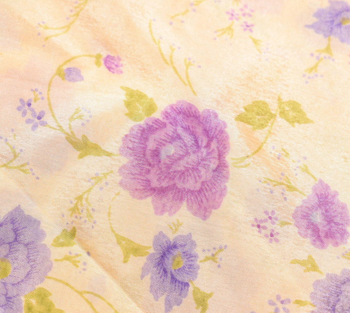 Sushila Vintage Floral Silk Saree Magic Wrap Reversible Skirt Beach Dress Cream