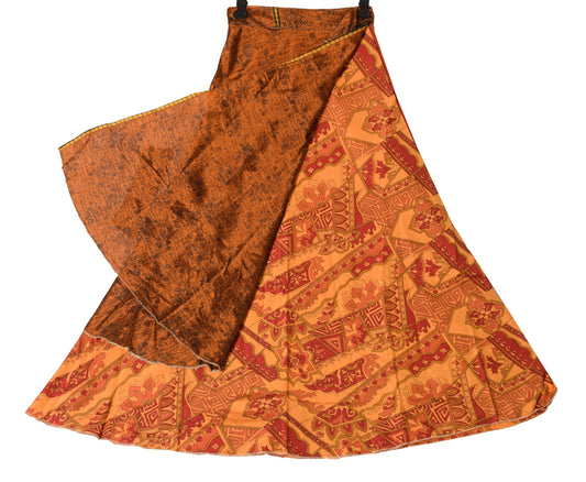 Sushila Vintage Mustard Red Silk Saree Magic Wrap Reversible Skirt Beach Dress