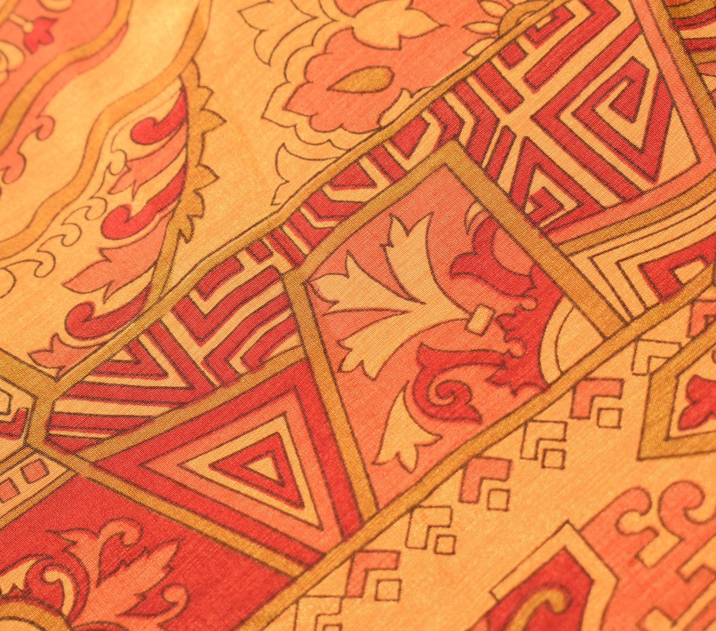 Sushila Vintage Mustard Red Silk Saree Magic Wrap Reversible Skirt Beach Dress