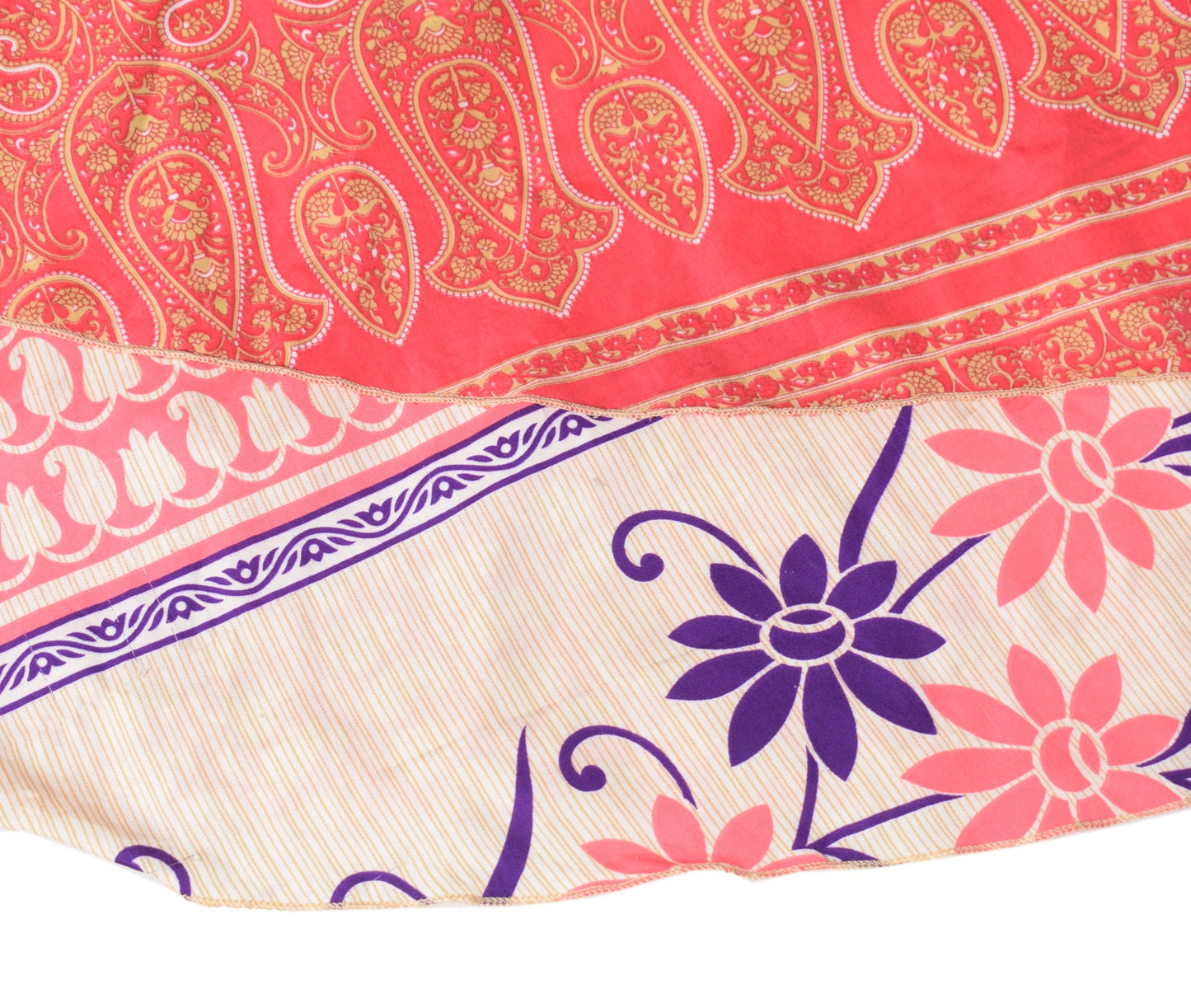 Sushila Vintage Paisley Art Silk Saree Magic Wrap Reversible Skirt Beach Dress