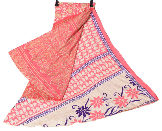 Sushila Vintage Paisley Art Silk Saree Magic Wrap Reversible Skirt Beach Dress