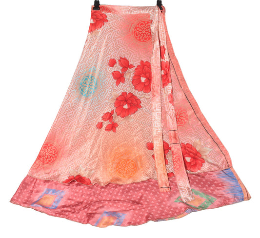 Sushila Vintage Silk Saree Magic Wrap Reversible Skirt Beach Dress Printed Boho