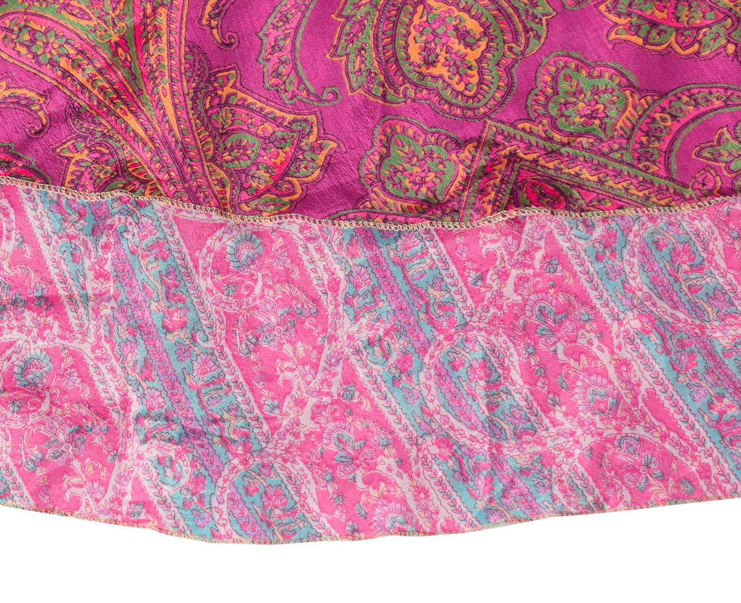 Sushila Vintage Art Silk Saree Magic Wrap Pink Reversible Skirt Beach Dress Boho