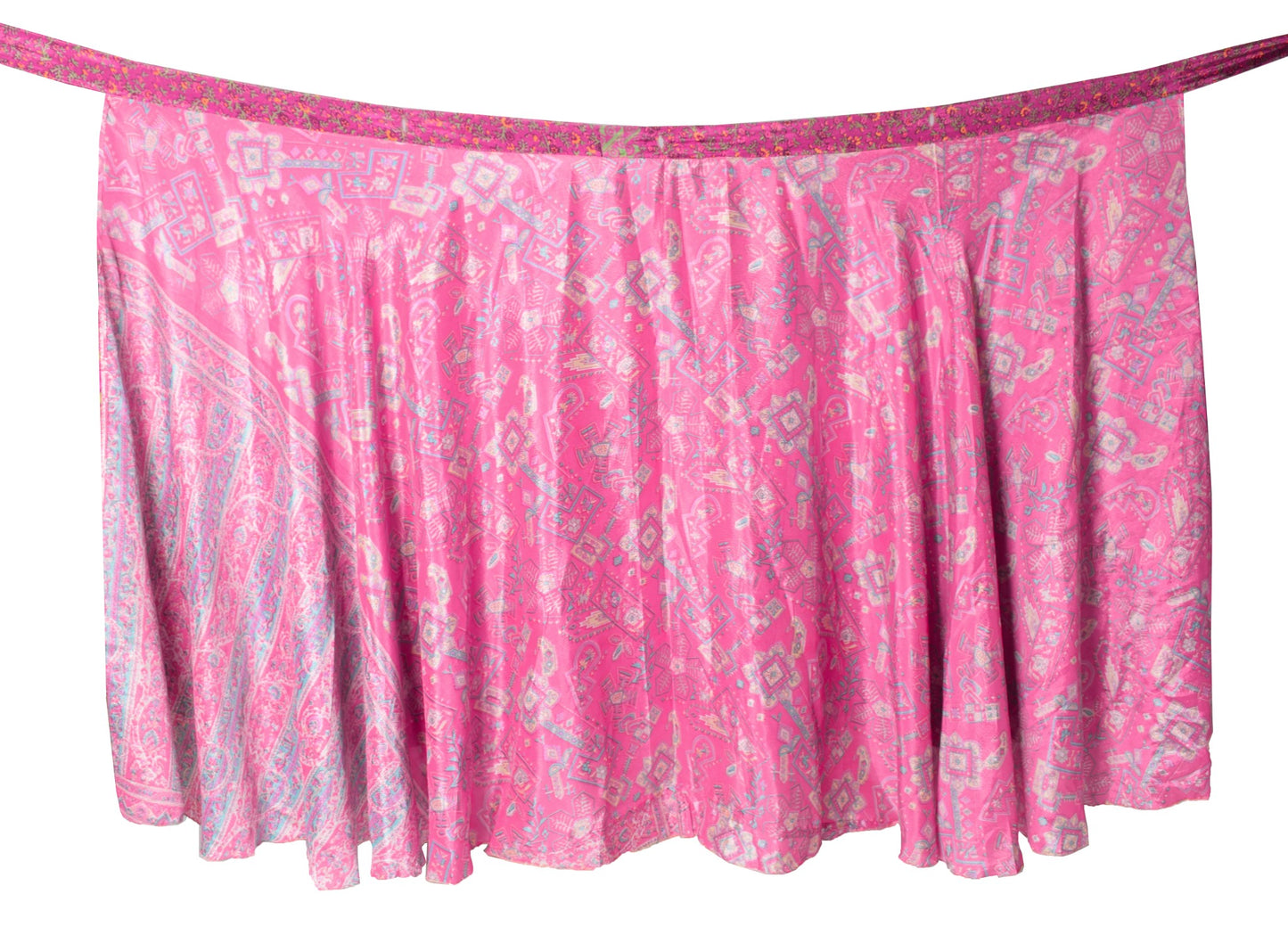 Sushila Vintage Art Silk Saree Magic Wrap Pink Reversible Skirt Beach Dress Boho