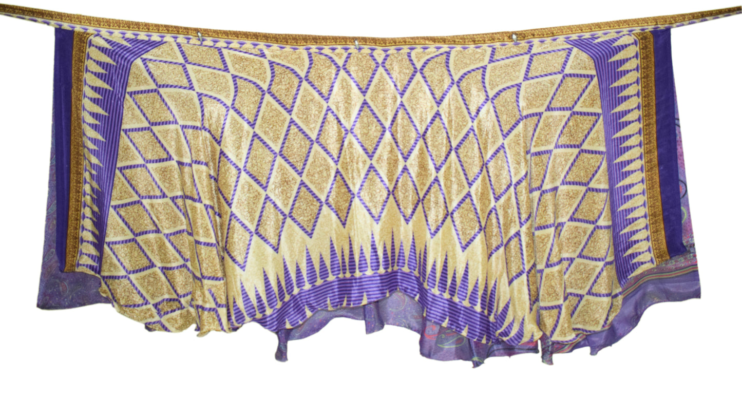Sushila Vintage Art Silk Saree Magic Wrap Reversible Skirt Beach Dress Purple Hippie