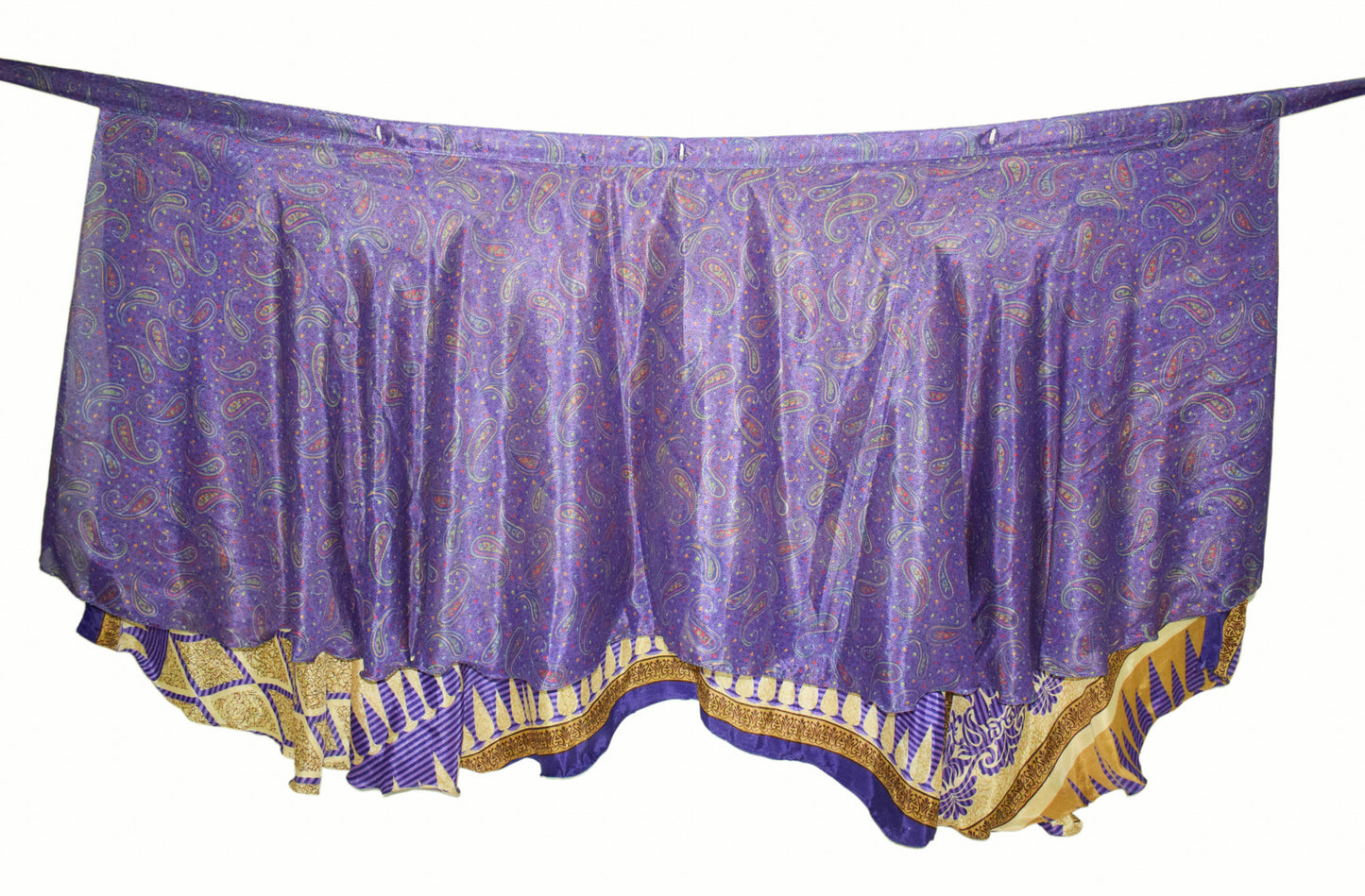 Sushila Vintage Purple Saree Magic Wrap Reversible Skirt Beach Art Silk Dress Boho