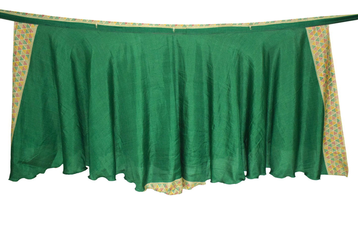 Sushila Vintage Green Saree Magic Wrap Reversible Skirt Beach Dress Art Silk Hippie
