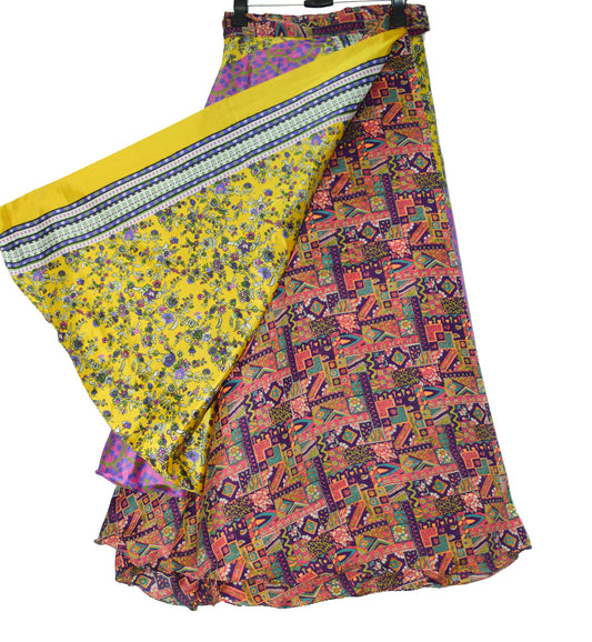 Sushila Vintage Silk Saree Magic Wrap Reversible Multi-Color Skirt Beach Dress