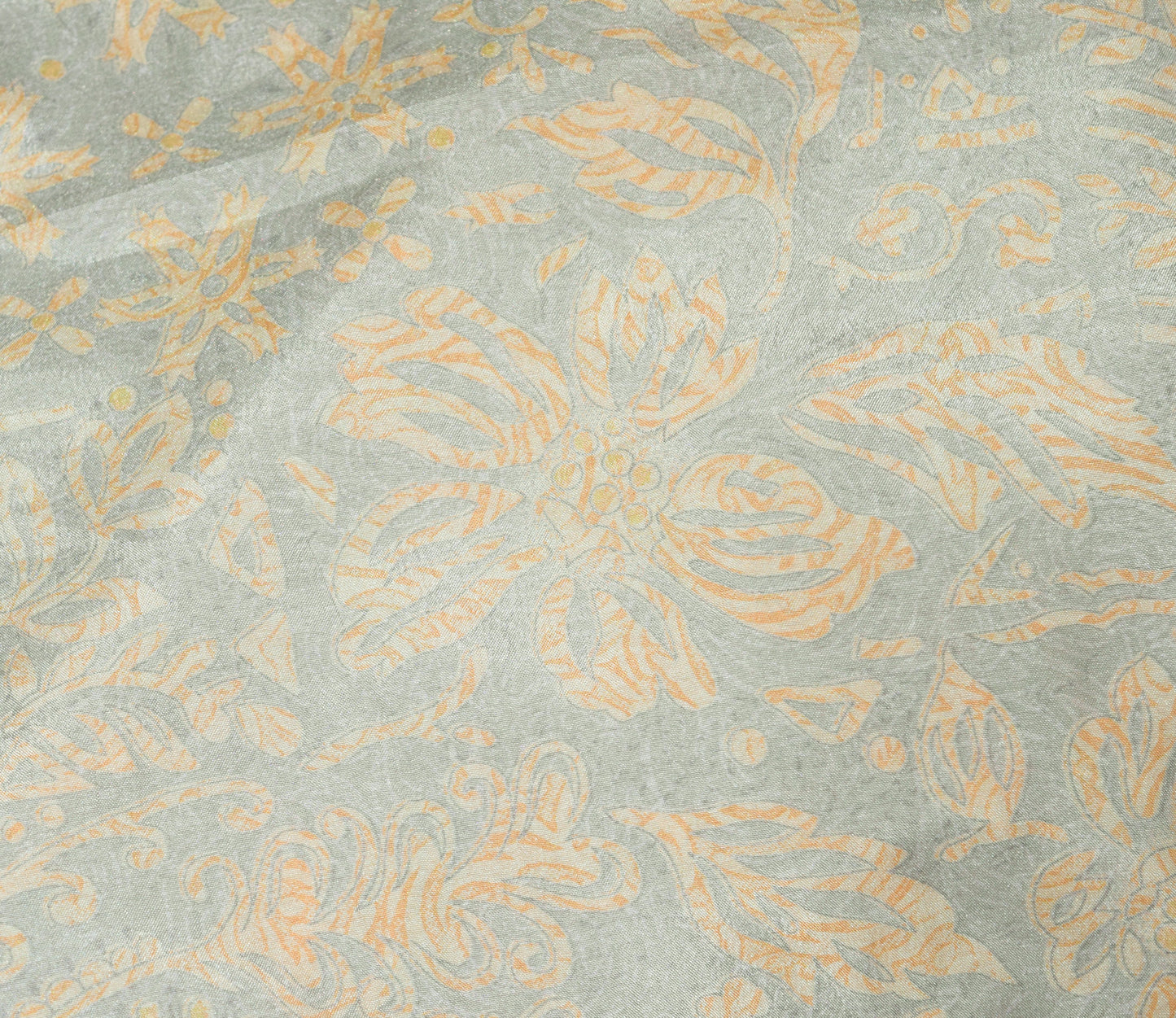 Sushila Vintage Silk Saree Magic Wrap Reversible Skirt  Gray Floral Beach Dress