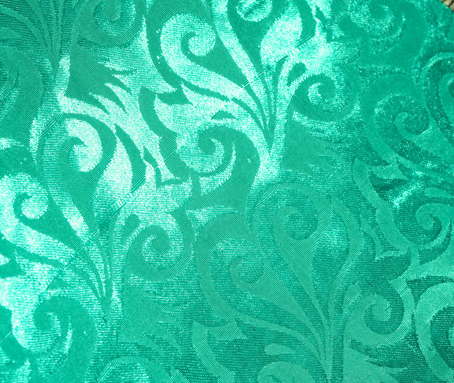 Sushila Vintage Silk Saree Magic Wrap Reversible Skirt Beach Dress Green Floral