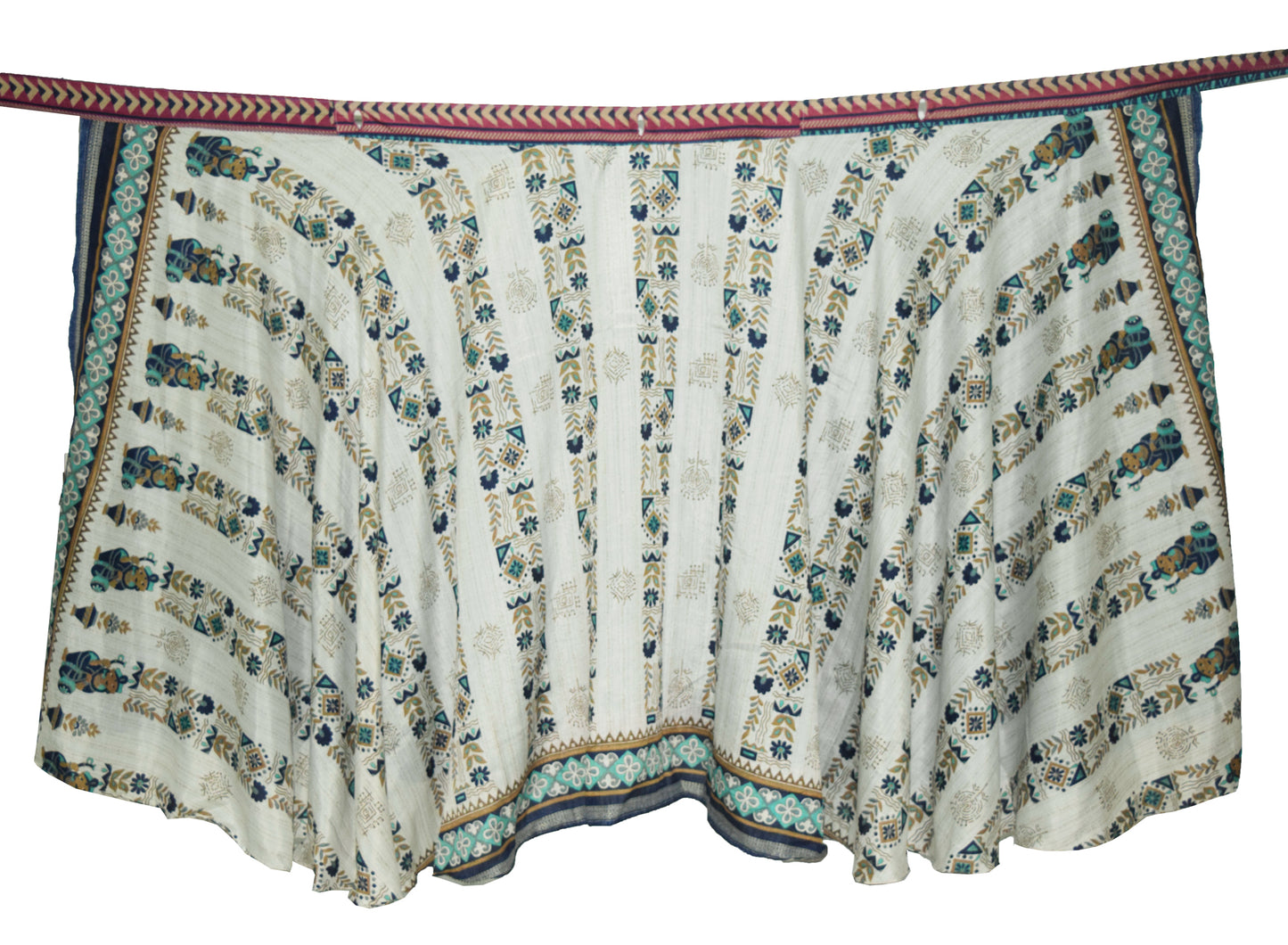 Sushila Vintage Double Layer Silk Saree Magic Wrap Reversible Skirt Beach Dress