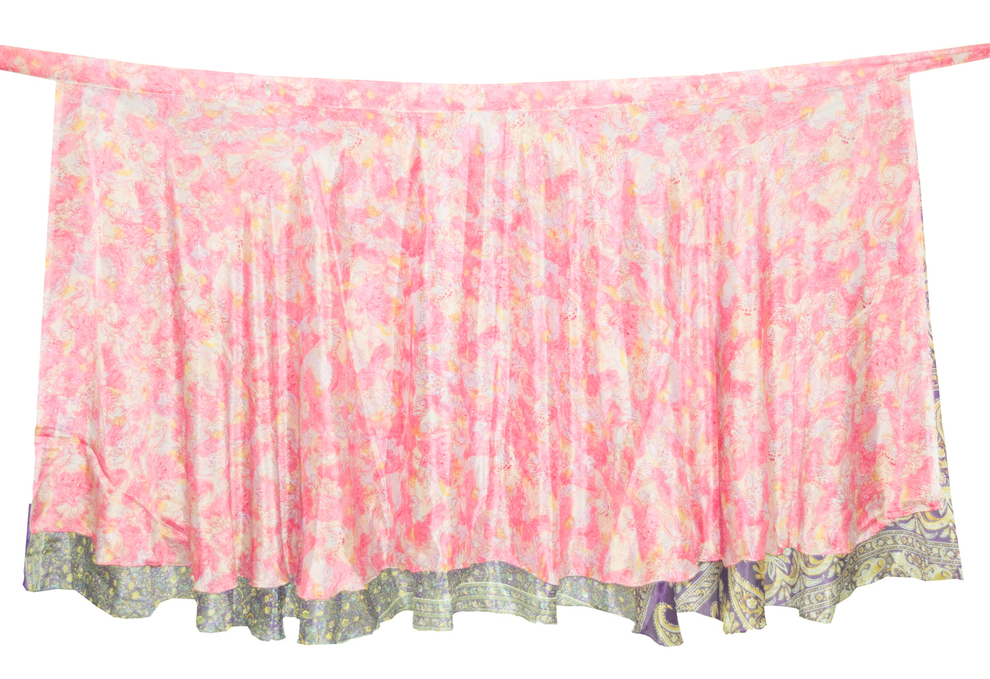 Sushila Vintage Pink Floral Silk Saree Magic Wrap Reversible Skirt Beach Dress