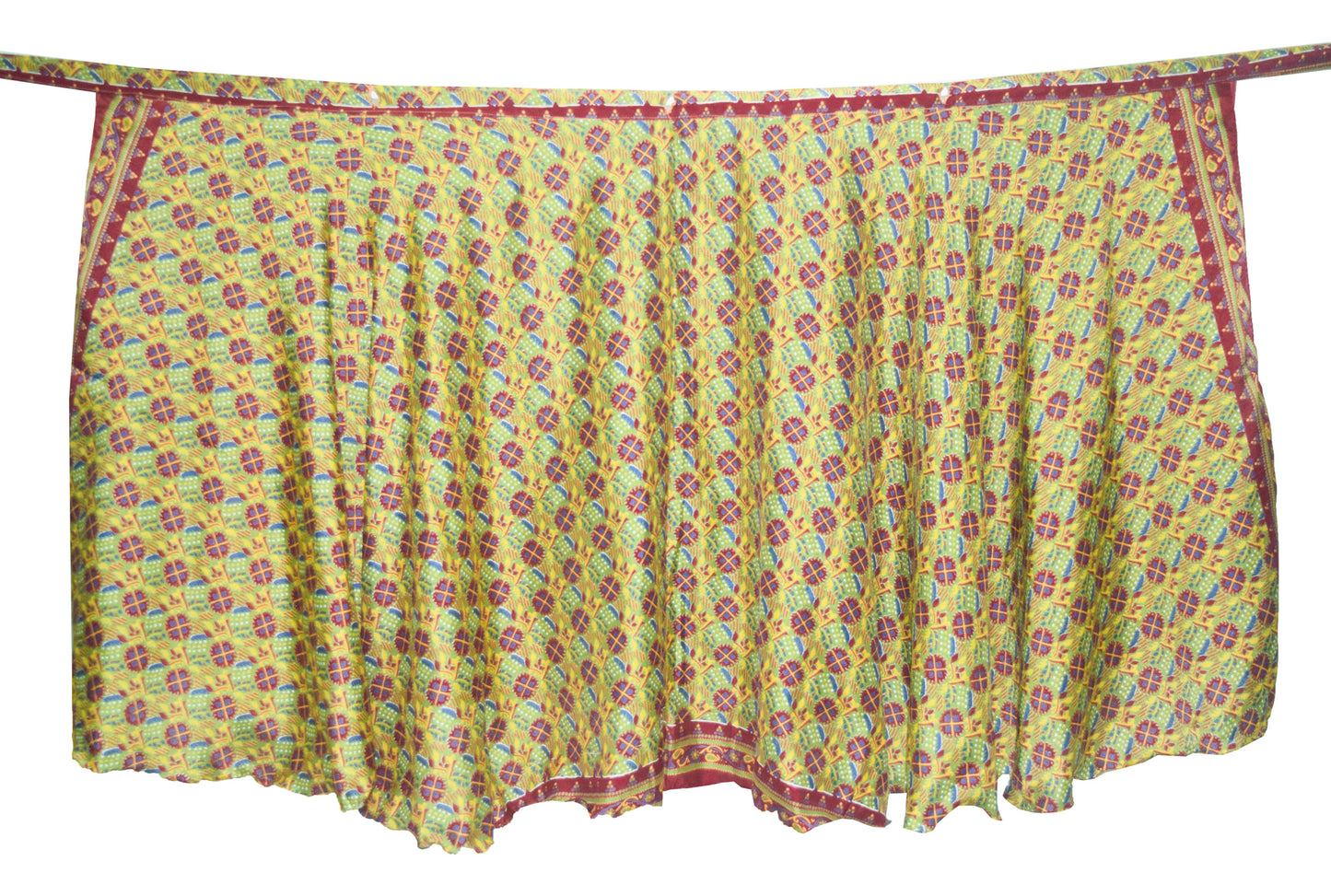 Sushila Vintage Art Silk Saree Magic Wrap Reversible Skirt Mustard Beach Dress