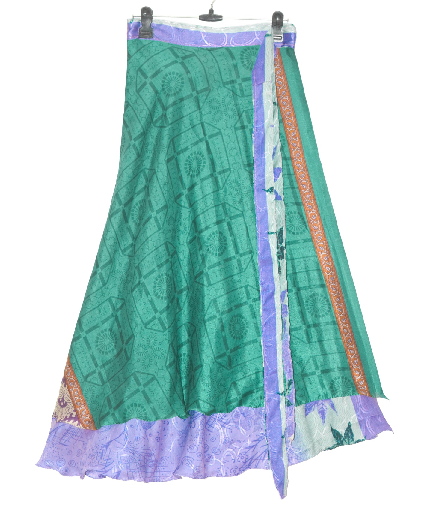 Sushila Vintage Purple Art Silk Saree Magic Wrap Reversible Skirt Beach Dress Hippie