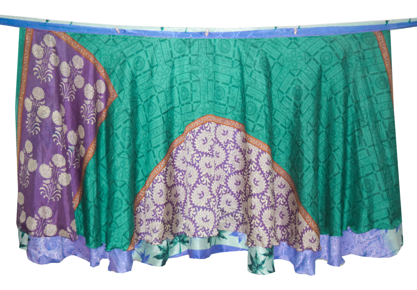 Sushila Vintage Purple Art Silk Saree Magic Wrap Reversible Skirt Beach Dress Hippie