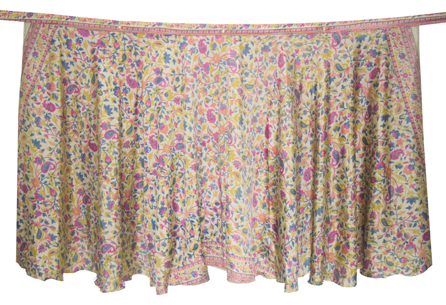 Sushila Vintage Pink Saree Magic Wrap Reversible Skirt Beach Dress Hippie Art Silk