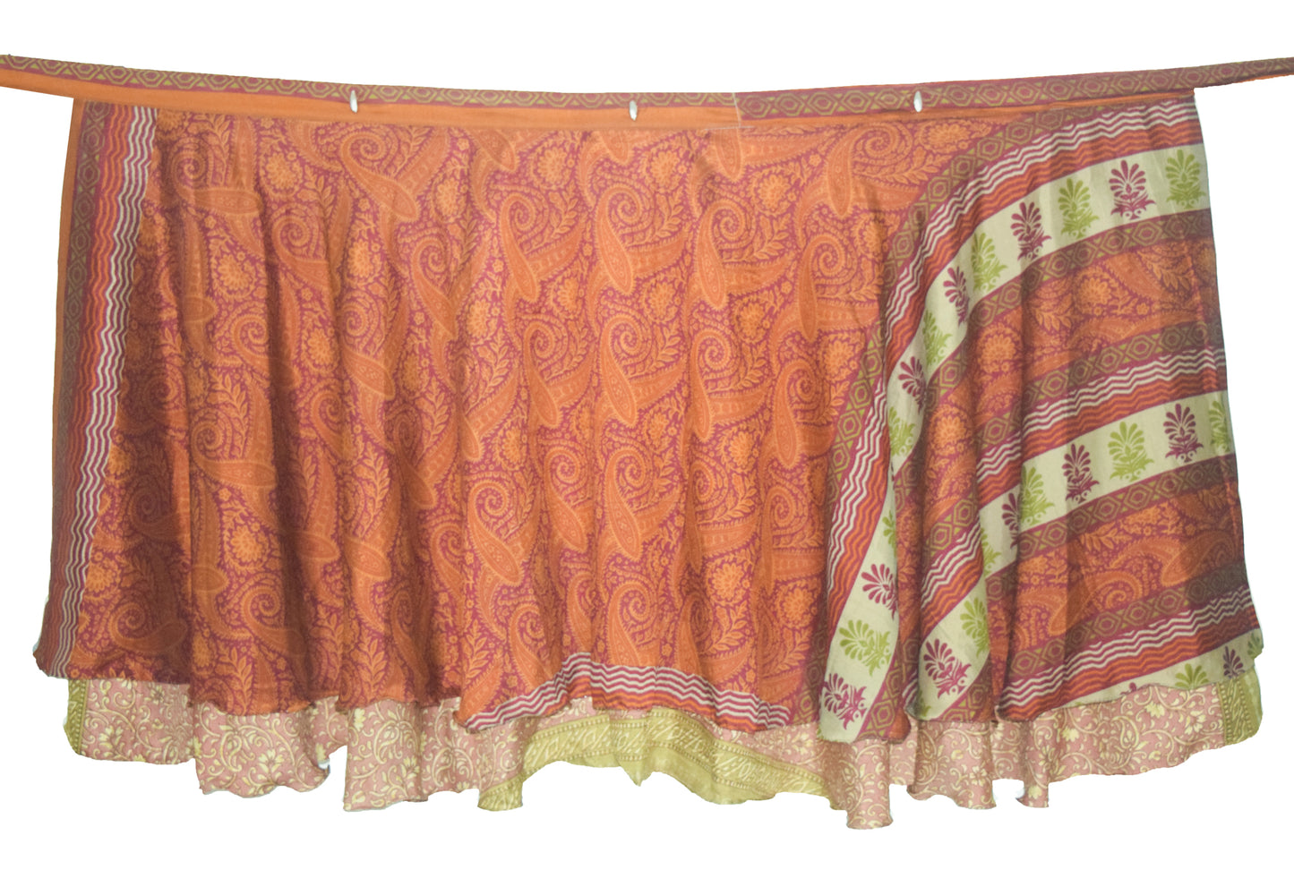 Sushila Vintage Art Silk Saree Magic Wrap Reversible Skirt Double Layer Beach Dress