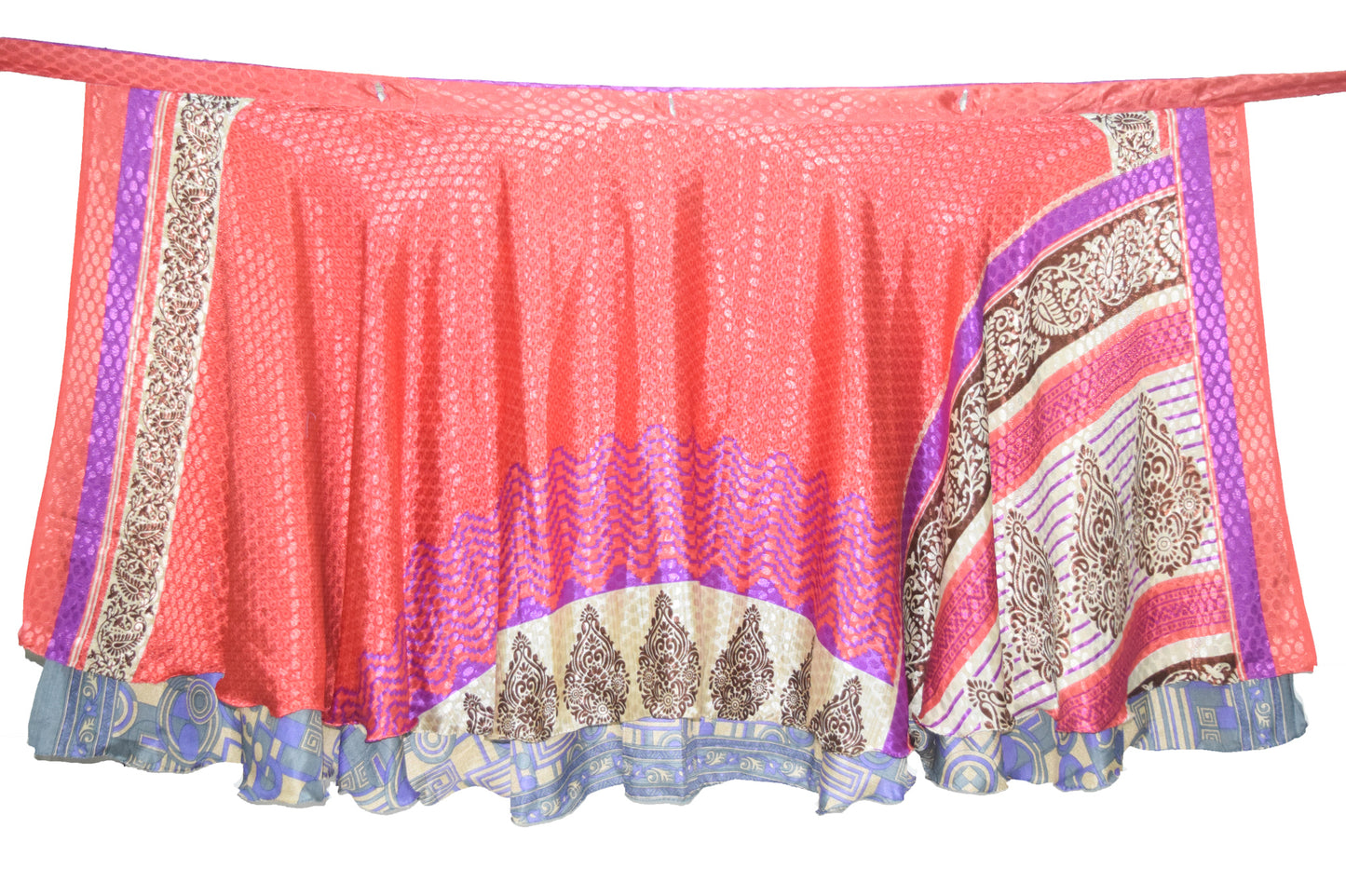 Sushila Vintage Art Silk Saree Magic Wrap Reversible Skirt Beach Dress Double Layer