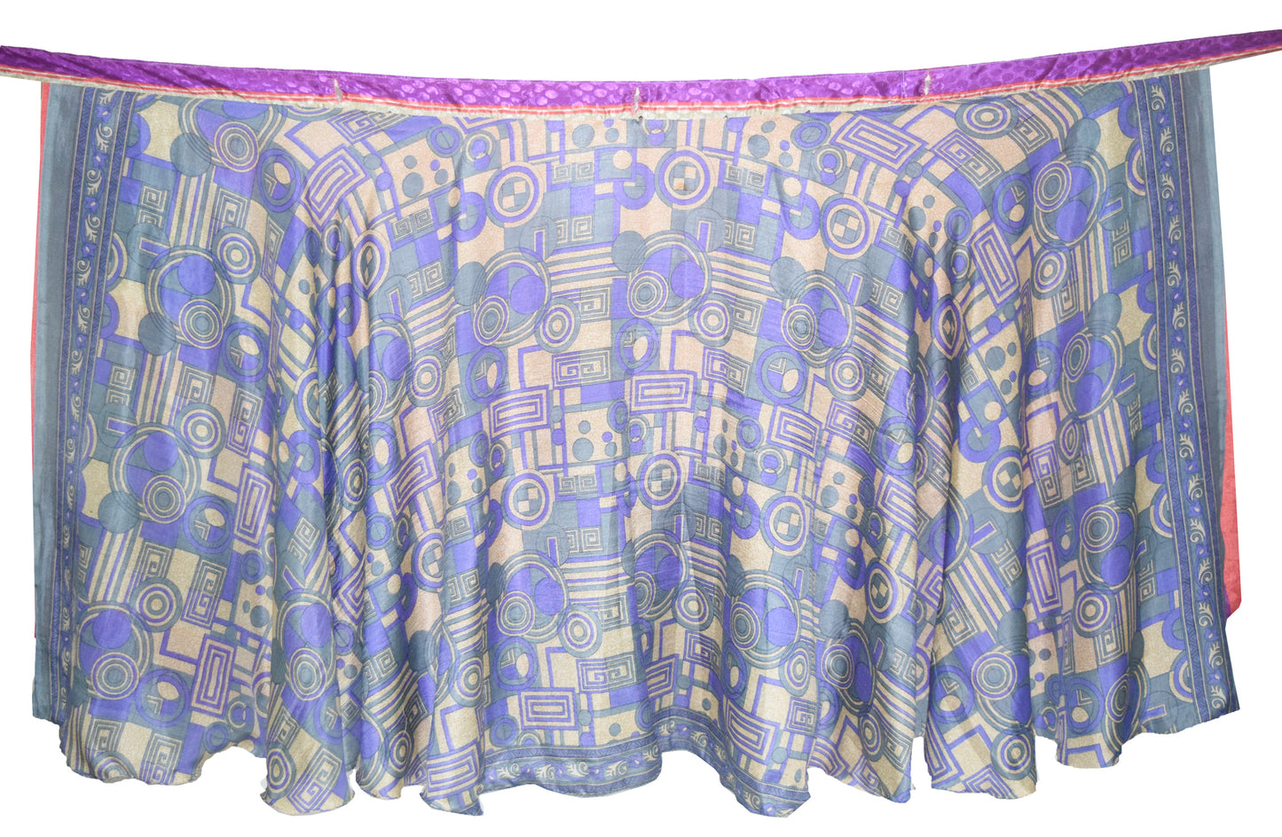 Sushila Vintage Art Silk Saree Magic Wrap Reversible Skirt Beach Dress Double Layer
