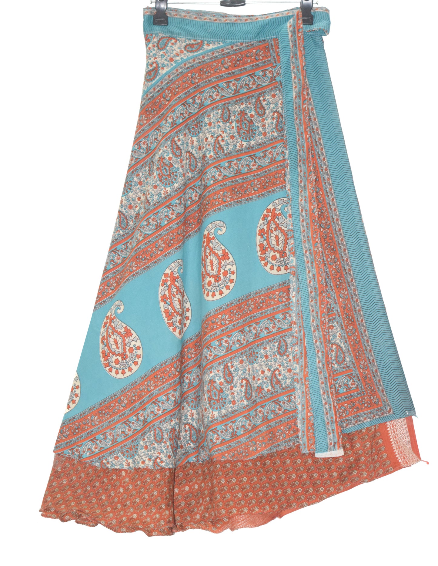Sushila Vintage Rust Art Silk Saree Magic Wrap Reversible Skirt Beach Dress Hippie