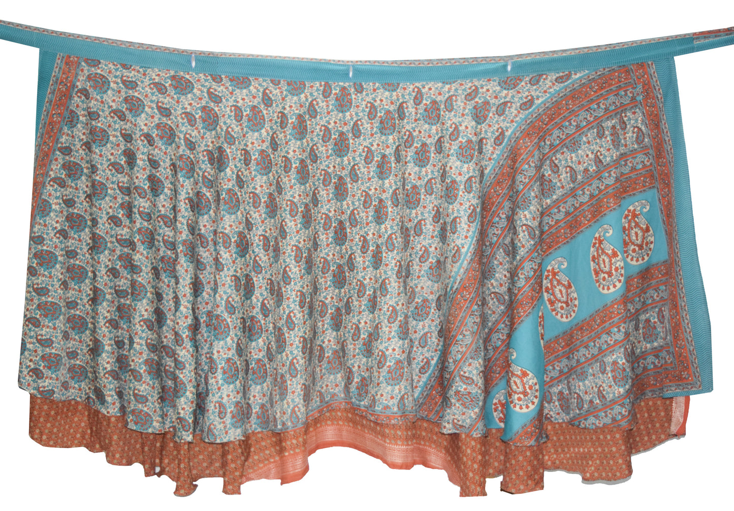 Sushila Vintage Rust Art Silk Saree Magic Wrap Reversible Skirt Beach Dress Hippie