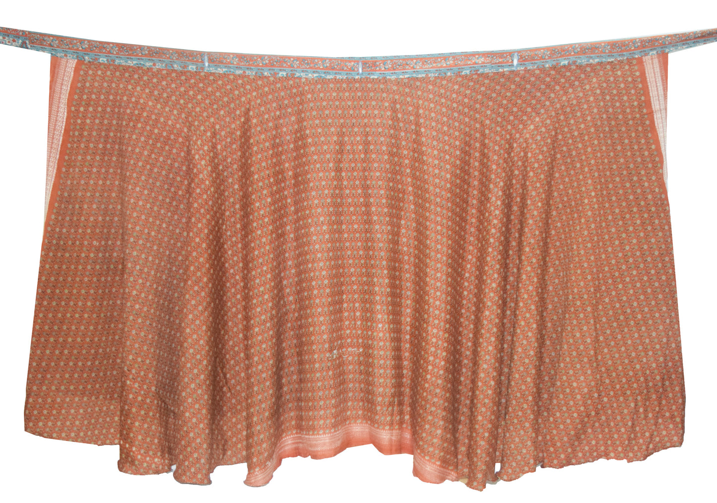 Sushila Vintage Rust Art Silk Saree Magic Wrap Reversible Skirt Beach Dress Hippie