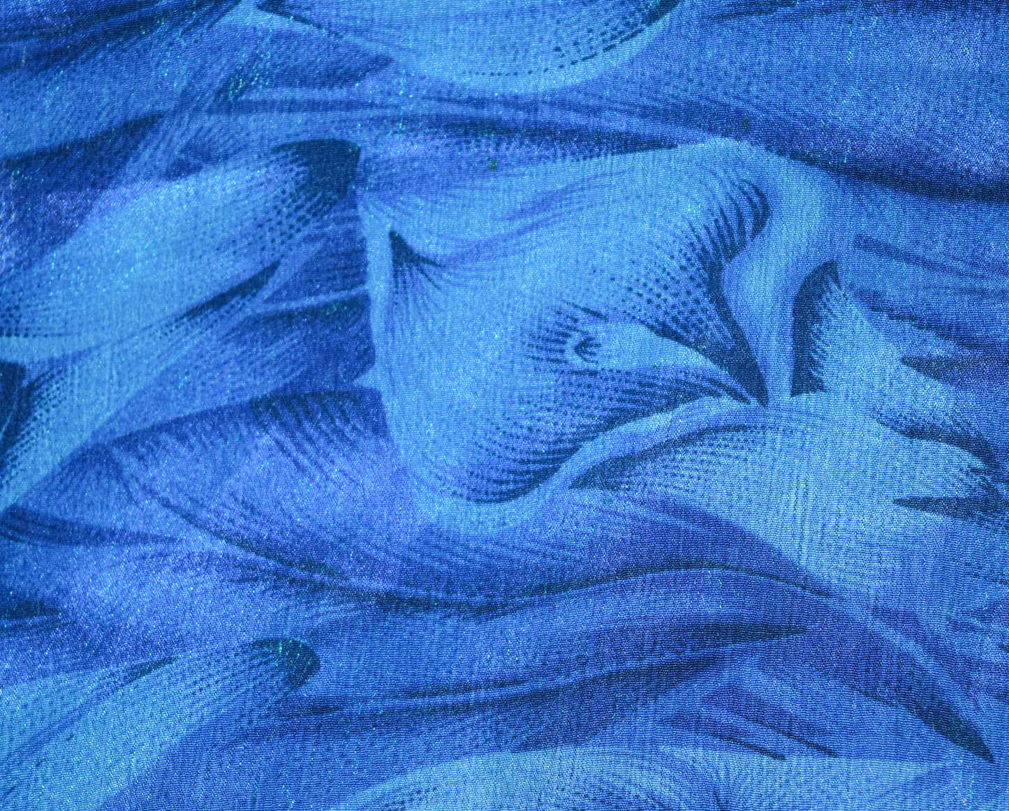 Sushila Vintage Blue Art Silk Saree Magic Wrap Reversible Skirt Beach Dress Hippie