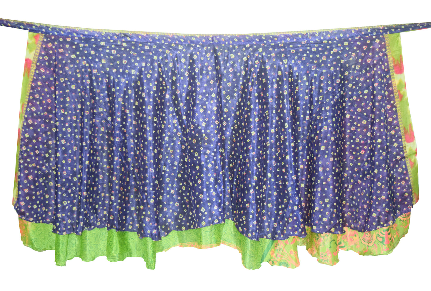 Sushila Vintage Art Silk Saree Magic Wrap Reversible Skirt Human Printed Beach Dress
